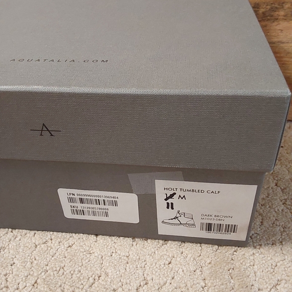 Aquatalia weatherproof holt tumbled calf dark brown leather lace up men's boots - Picture 5 of 6